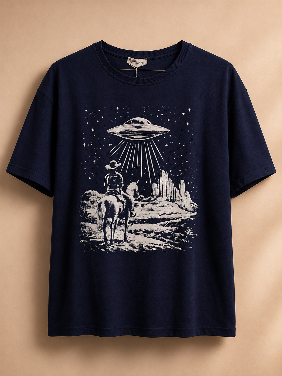 Women's Vintage Cowboy & UFO Graphic Short Sleeve T-Shirt