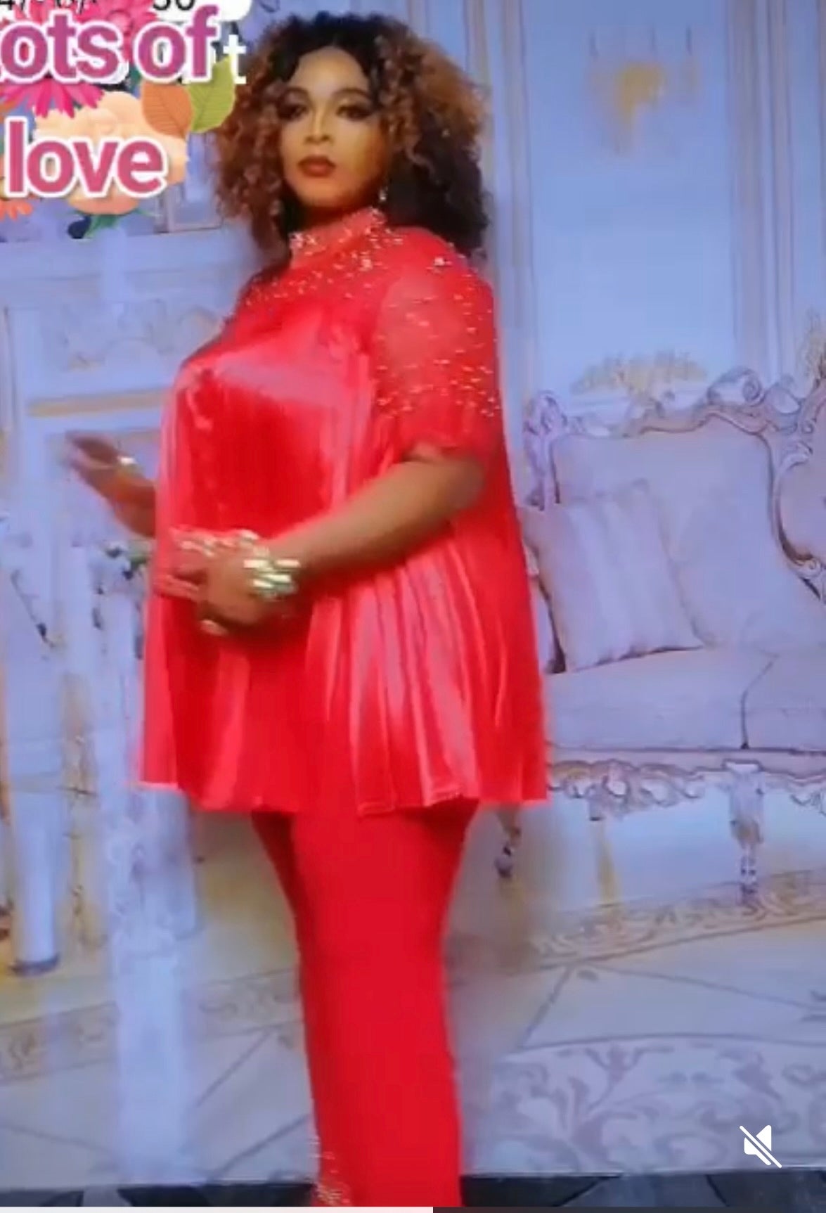 Red Pleated top and pant