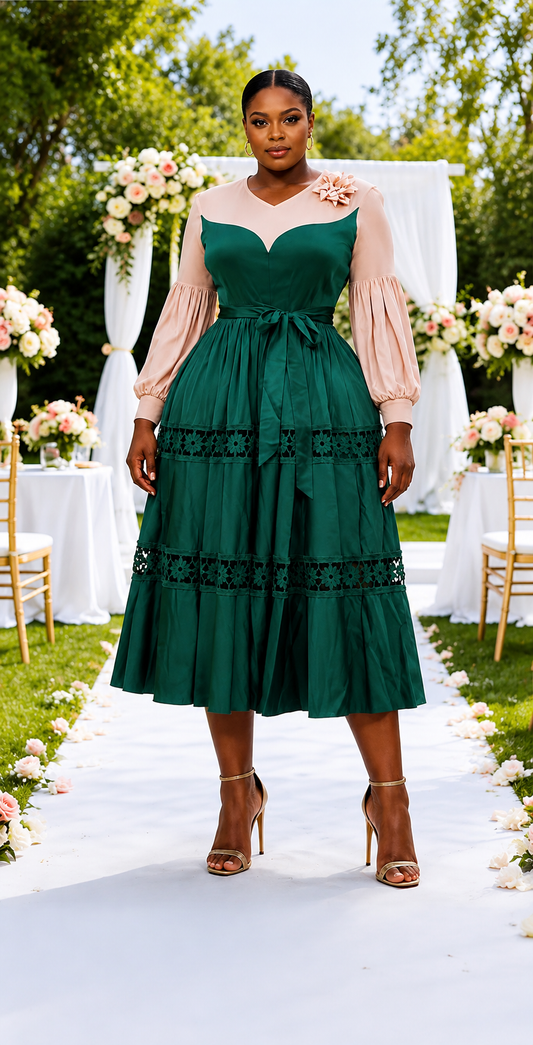 Elegant Lace Panel Maxi Dress