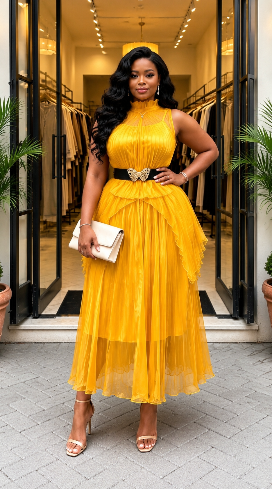 Royal Golden Layered Tulle Dress