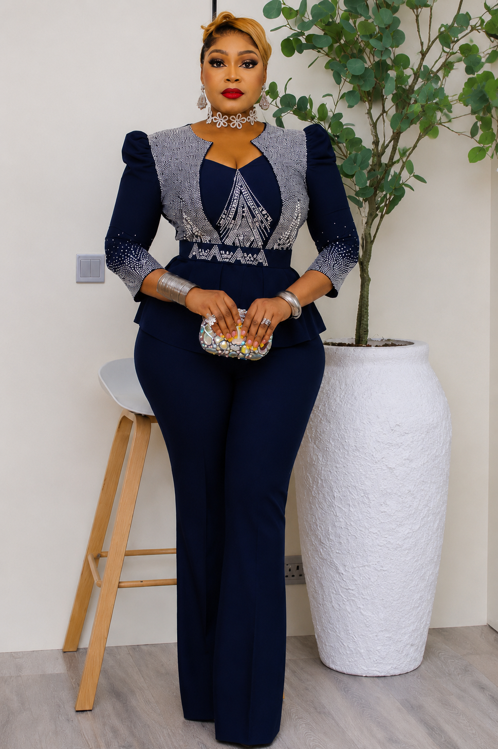 2 piece Embellished Peplum