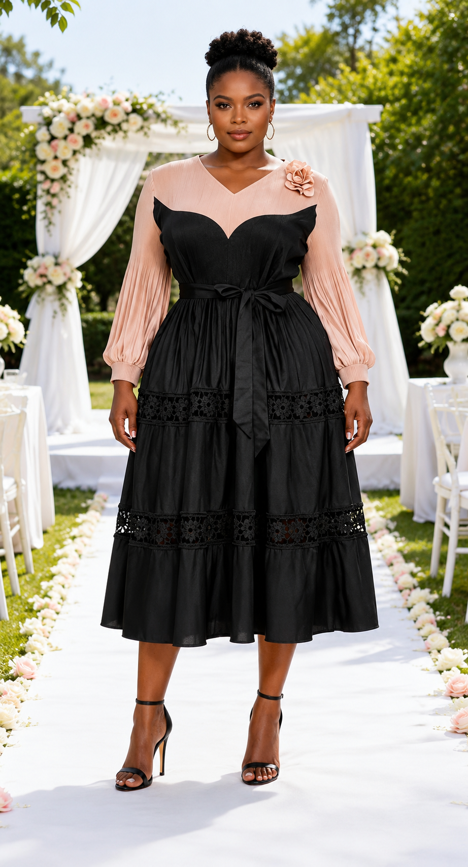 Elegant Lace Panel Maxi Dress