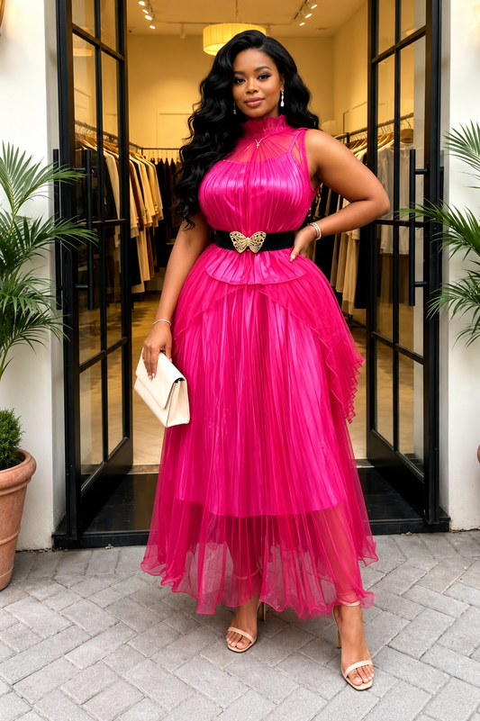 Royal Golden Layered Tulle Dress