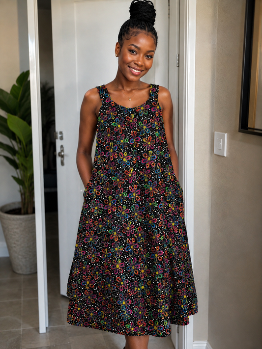 Colorful Bloom A-Line Dress