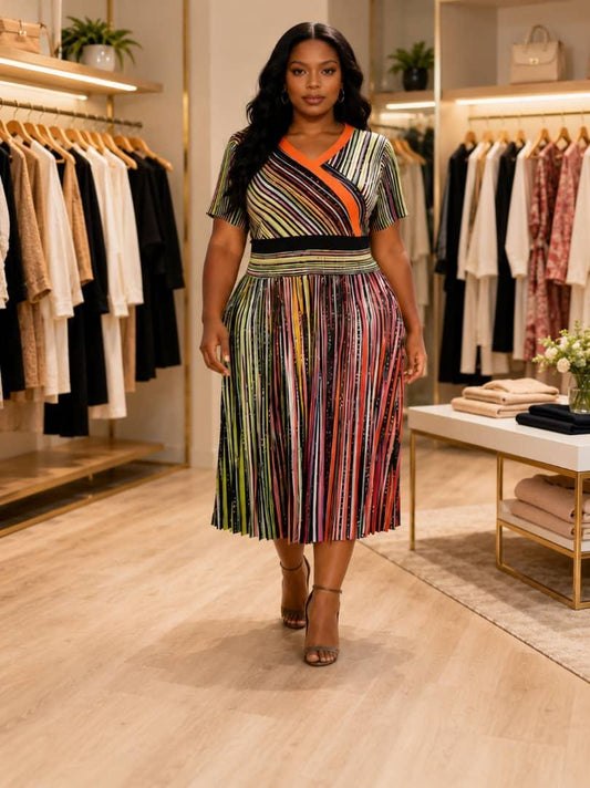 Radiant Harmony Stripe Midi Dress