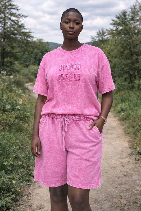Blush Pink Acid Wash Lounge Set