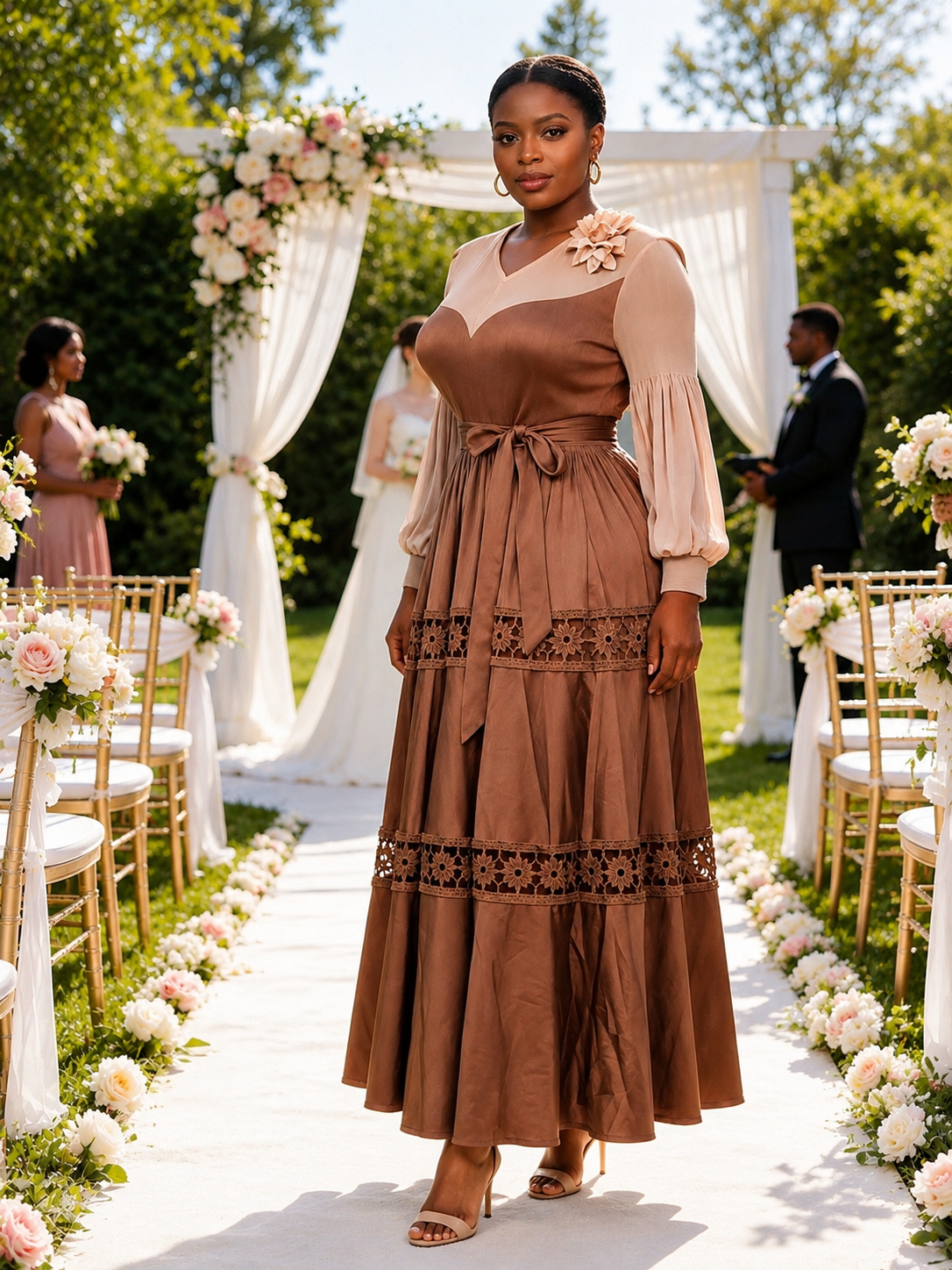 Elegant Lace Panel Maxi Dress