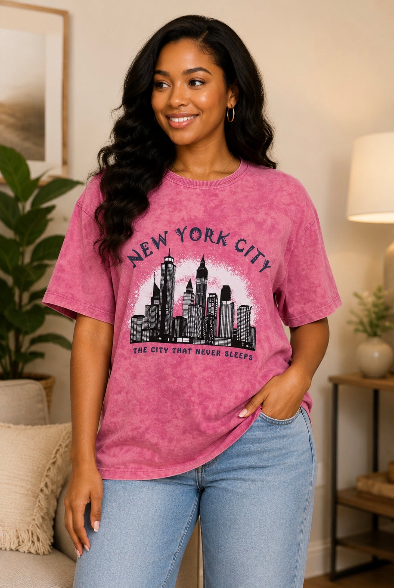 Women's Pink New York City Graphic T-Shirt