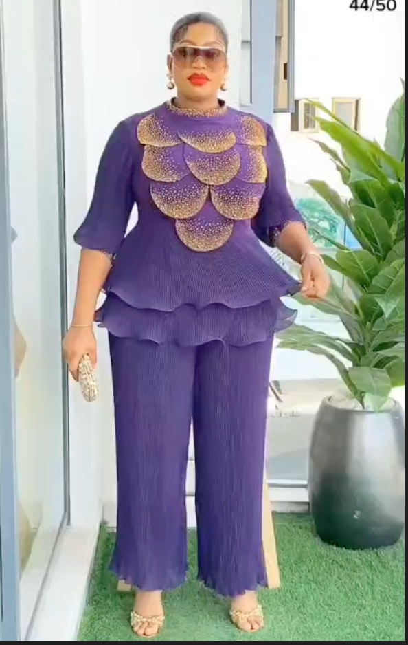Purple Chiffon Top and Pant Set