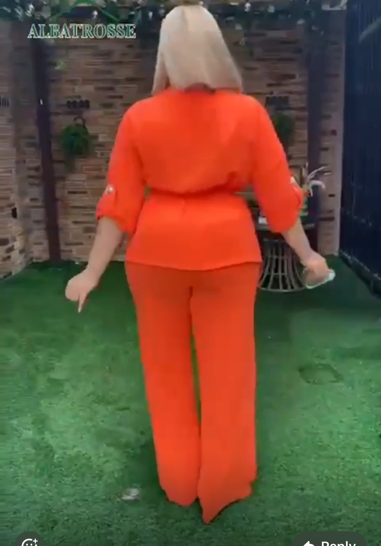 Front Botton Orange top and pant Set