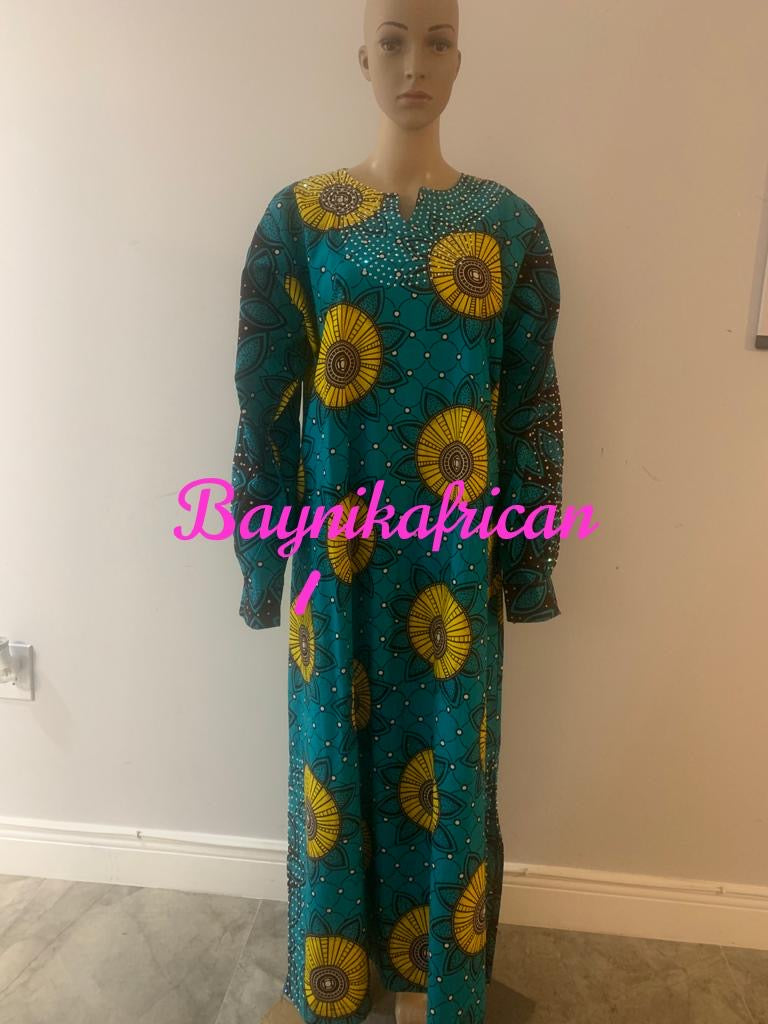 African Stoned Kaftan with Headwrap