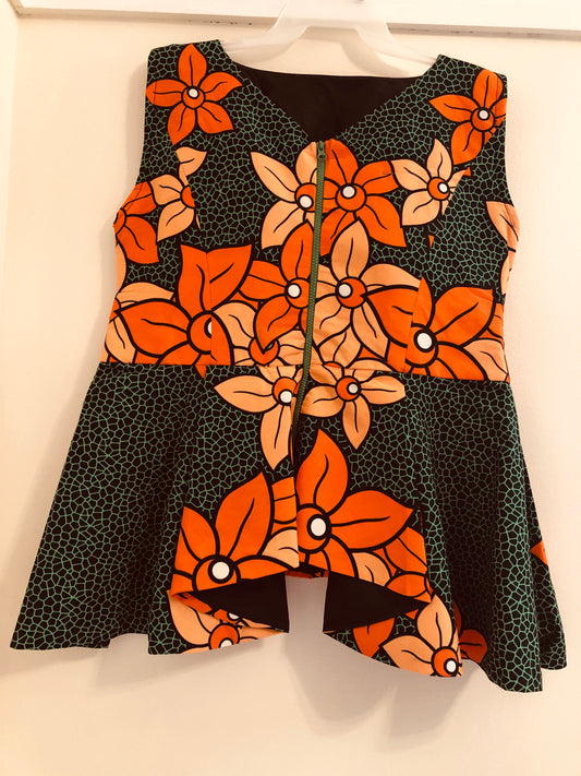 Sleeveless Orange flower top